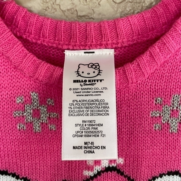 NWT Girls Dress HELLO KITTY Pink Sweater Dress Long Sleeve Dress - Picture 6 of 6